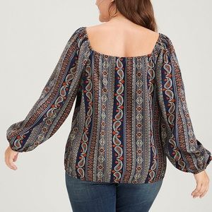 Long sleeve BloomChic lantern sleeve blouse.